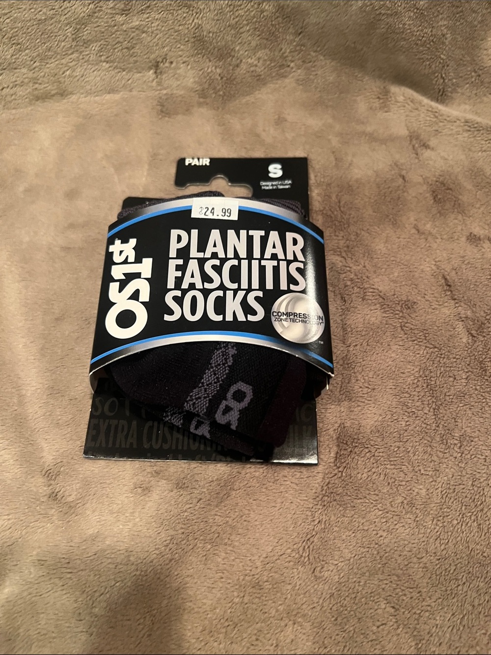OS1st Plantar Fasciitis Compression Socks - Black - Small